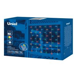 USL-S-132-PT1515 MULTICOLOR CURTAIN Садовый занавес на солнечной батарее. 192 светодиода. Разноцветный свет . 1xАА Ni-Mh аккумулятор в-к. IP44. TM Uniel.