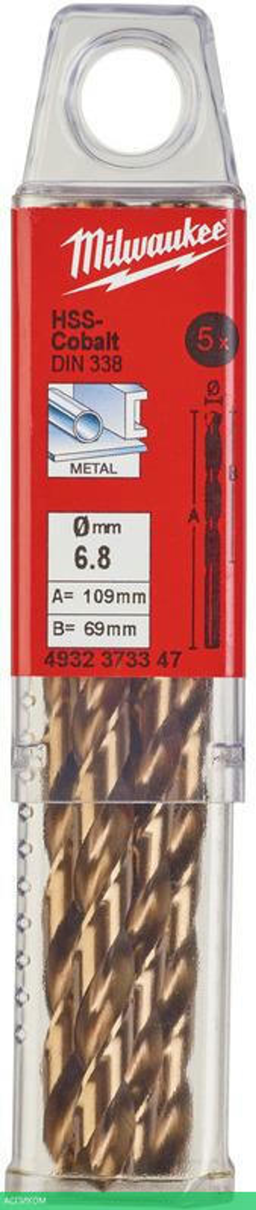 Сверло по металлу Milwaukee HSS-Co 6.8мм 5шт (4932373347)
