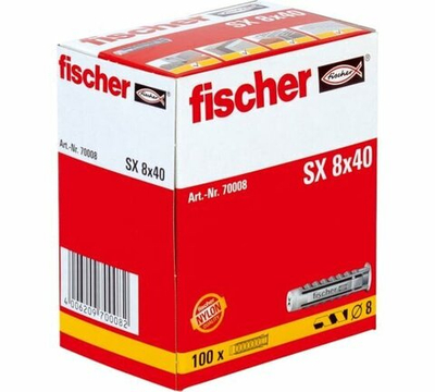 Дюбель для полнотелых материалов Fischer SX 8X40 70008 100шт