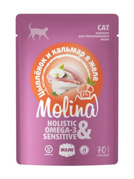 Molina,Пауч Цыпленок и кальмар,70г