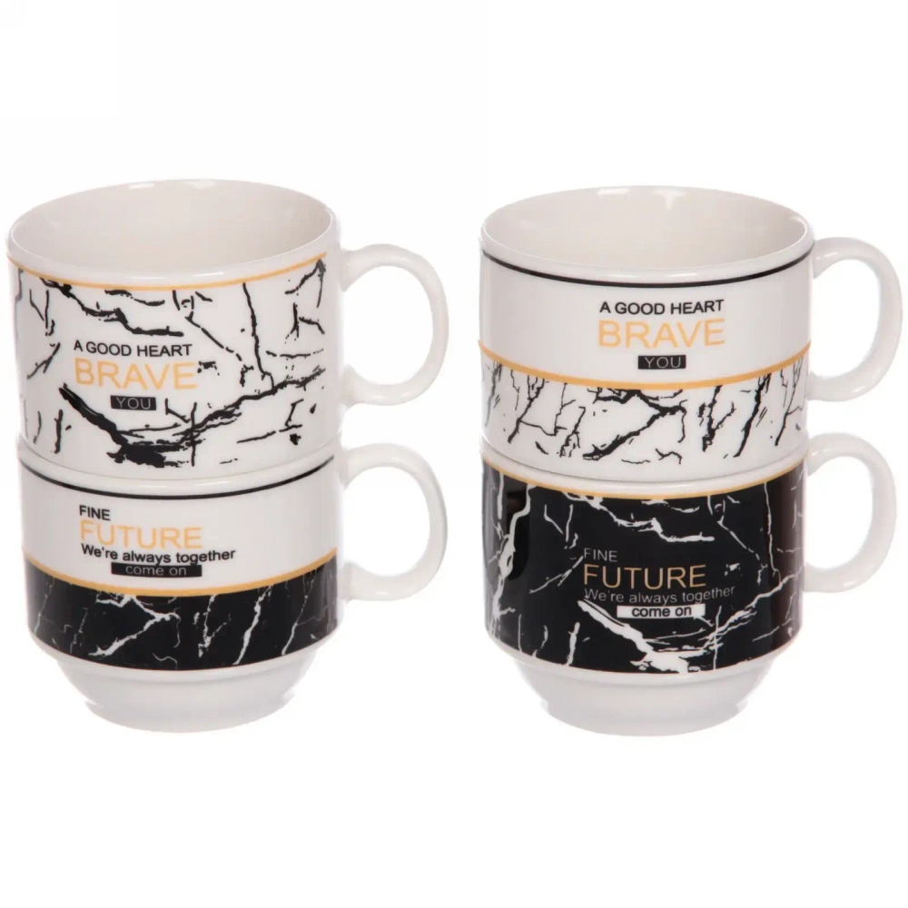 Набор кружек на стойке 200мл «Мрамор» светлый