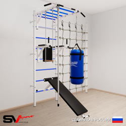Шведская стенка Sv Sport 55630 (Турник рукоход/Брусья/Скамья/Канат/Трапеция/Цепь/Мешок 30кг/Канатный лаз)