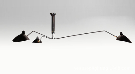 Ceiling design lamp  Three Arms by Serge Mouille (Black)