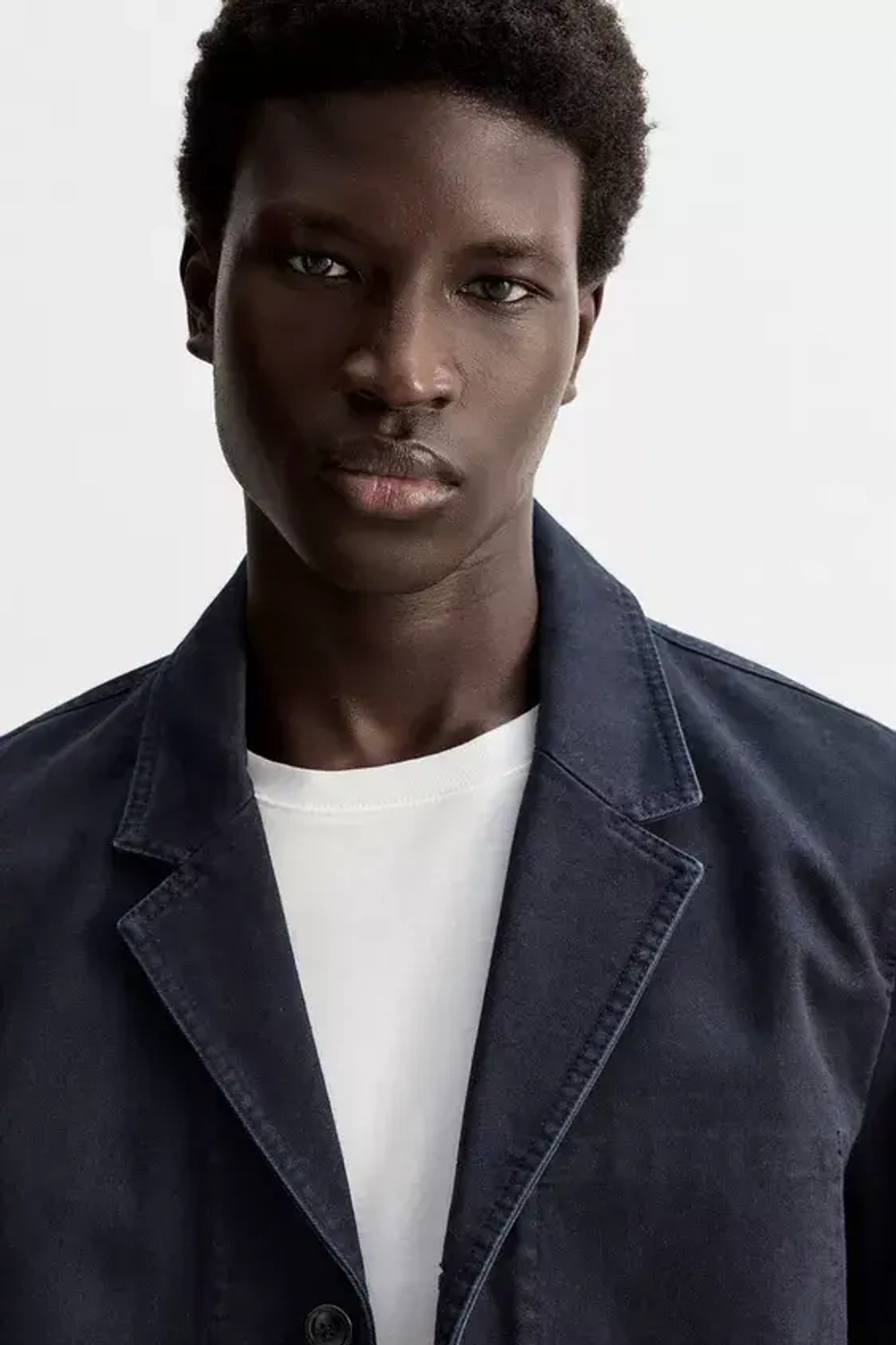 ZARA ЖАКЕТ ИЗ СТИРАНОГО ХЛОПКА, МОРСКОЙ СИНИЙ