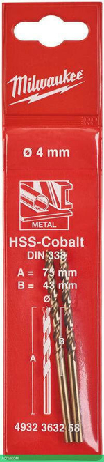 Сверло по металлу Milwaukee HSS-Co 4.0мм 2шт (4932363258)