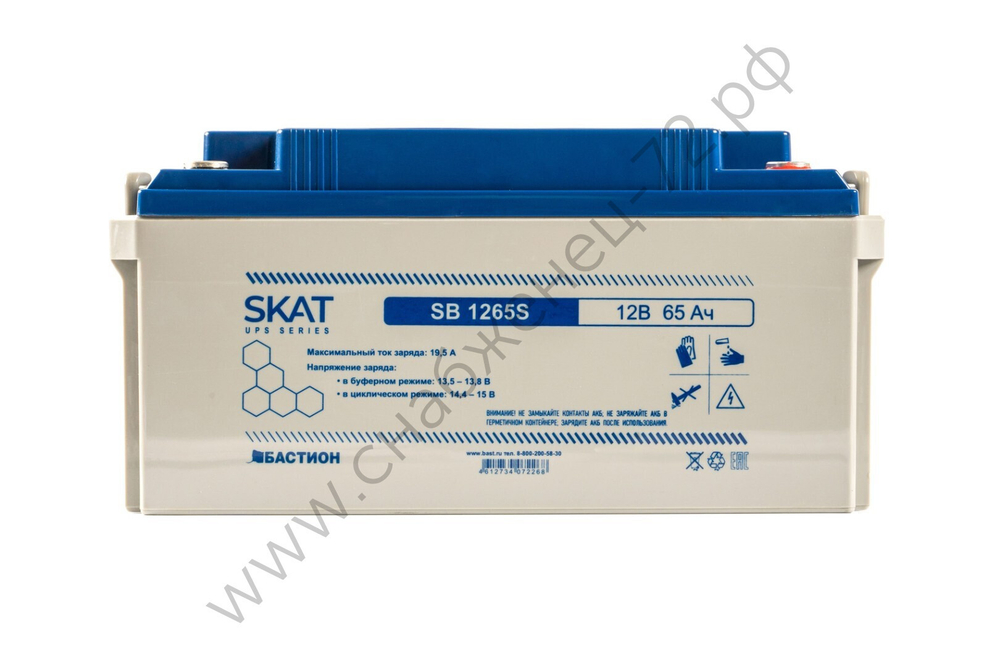 SKAT SB 1265S АКБ свинцово-кислотная тип AGM 12V 65Ач Iзар.26А, клеммы под болт М6
