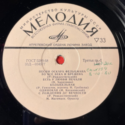 Винтажная виниловая пластинка LP Сборник Оскар Фельцман Песни (СССР 1973) (Магомаев, Воронец, Зыкина)