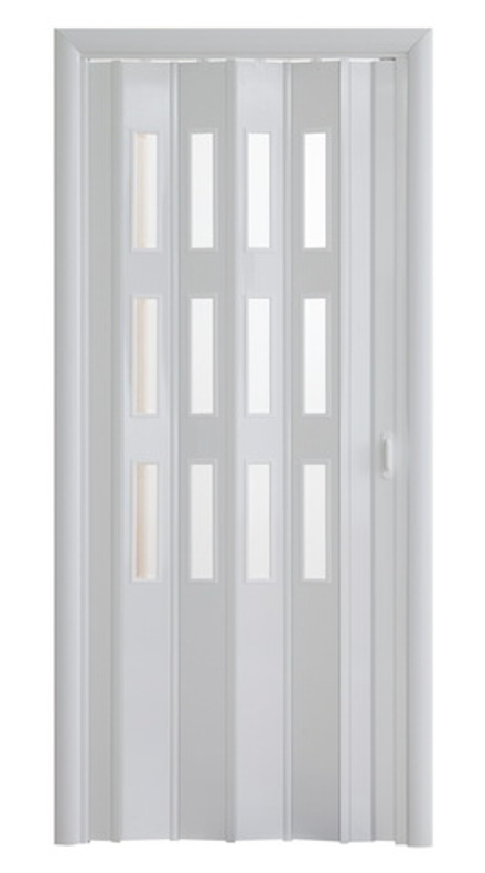 Пластиковые Двери Гармошка цвет: Белый глянец со стеклом