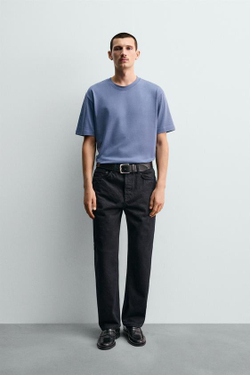 ZARA ДЖИНСЫ STRAIGHT ДЛИНОЙ ДО ЩИКОЛОТКИ, СИНИЙ/ЧЕРНЫЙ