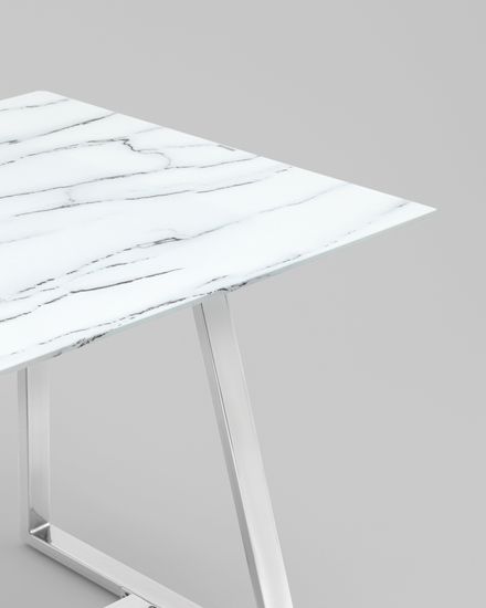 Стол обеденный Даллас 160*90 белый стеклянный