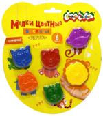 Мелки восковые 6 цв. фигурный 40 мм "Зверята" (Каляка-Маляка )