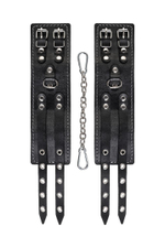 Черные оковы с двумя ремнями и красной подкладкой (Цвет: черный с красным)