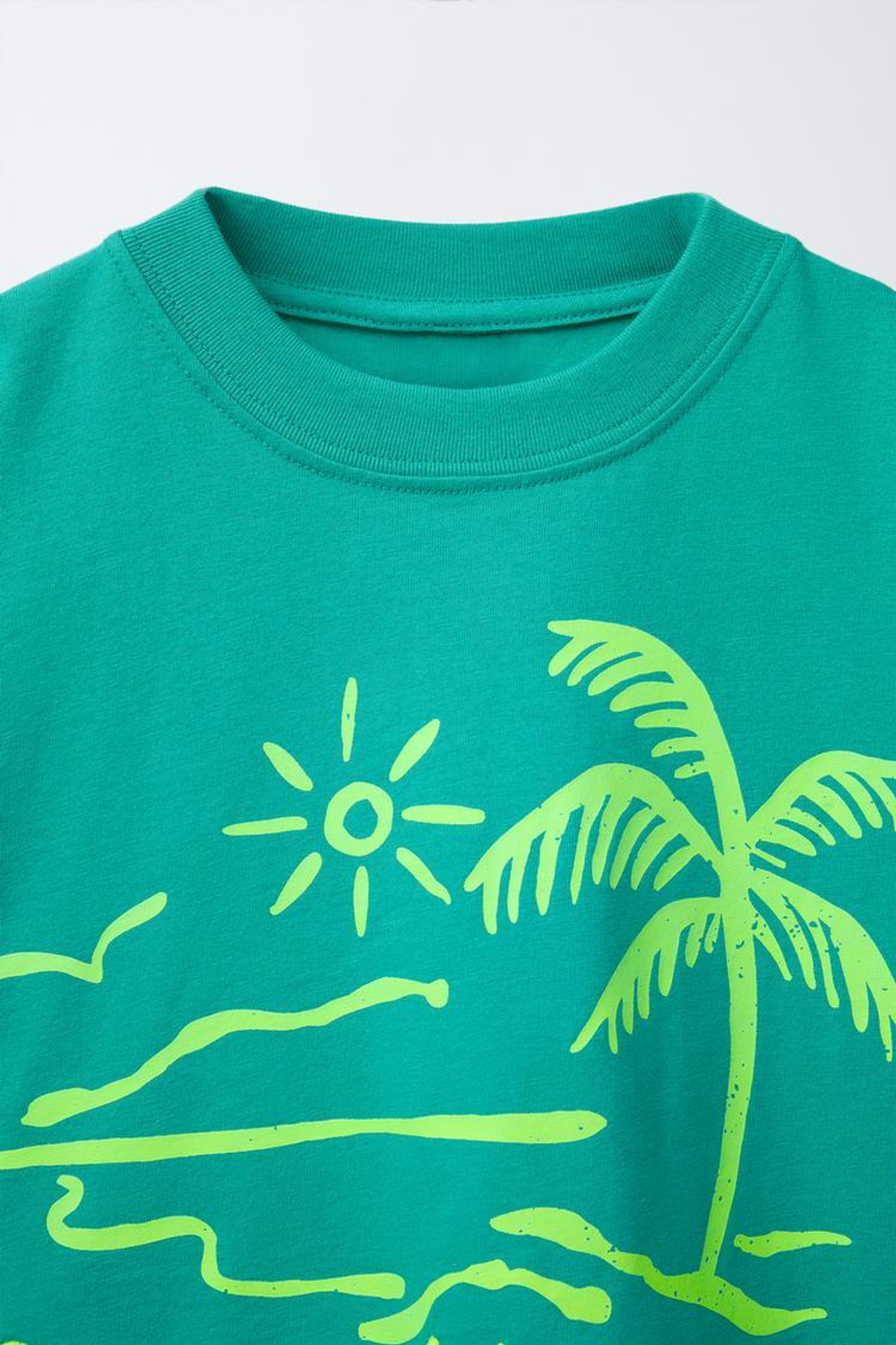 ZARA ФУТБОЛКА С ВЫШИТОЙ НАДПИСЬЮ, ЗЕЛЕНЫЙ