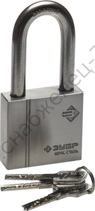 ЗУБР 60 мм, нержавеющая сталь удлиненная дужка, навесной замок (37290-60-1)