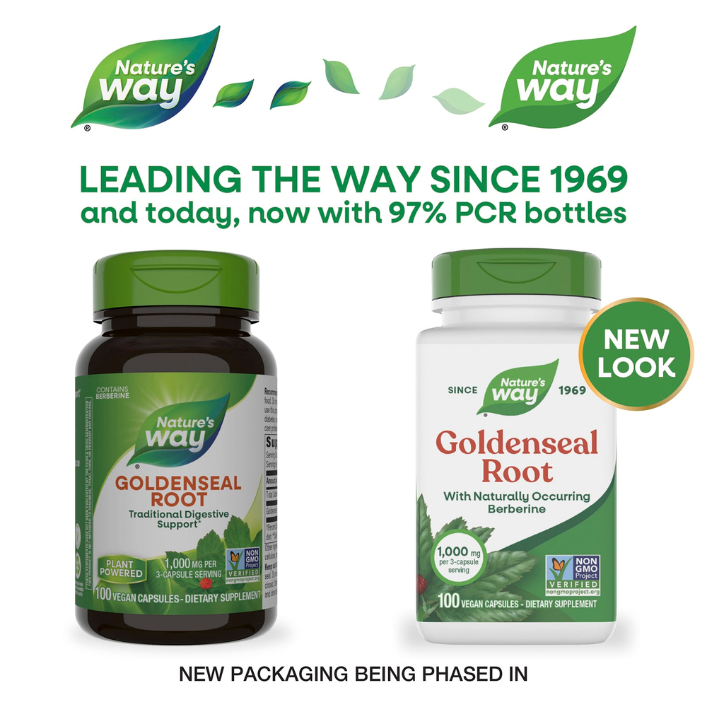 Nature's Way, корень желтокорня, 100 веганских капсул (333 мг в 1 капсуле)