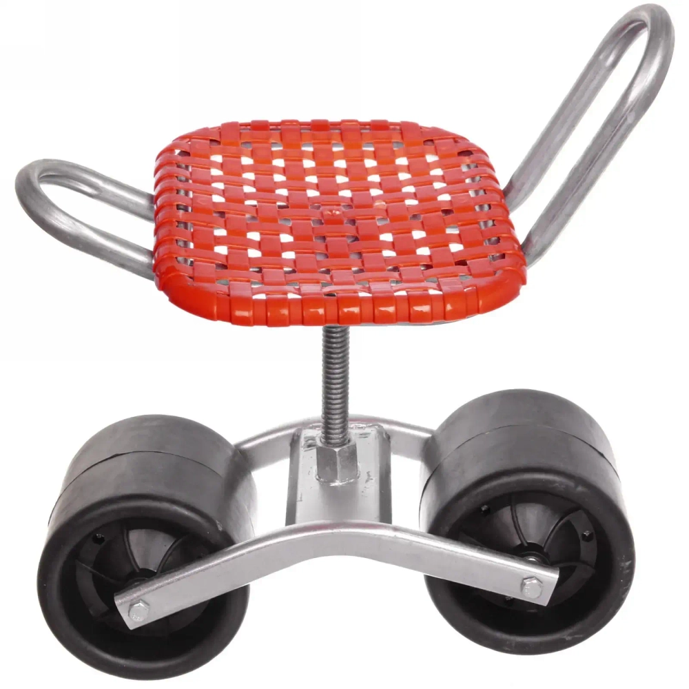 Стул садовый на колесах для прополки и работы в саду 35*47*14см с поворотным механизмом(360°), цвет красный