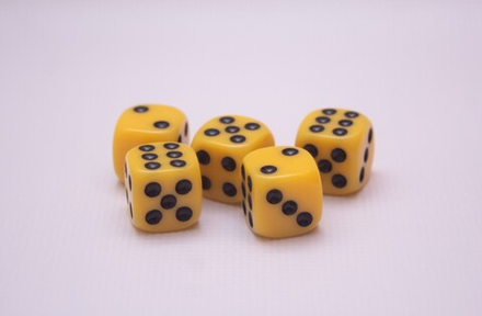 Кости 16 мм. Д6 желтые - 5 шт.