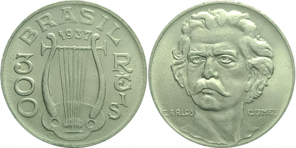 Бразилия 300 реалов, 1936 - 1938 Карлус Гомес VFX