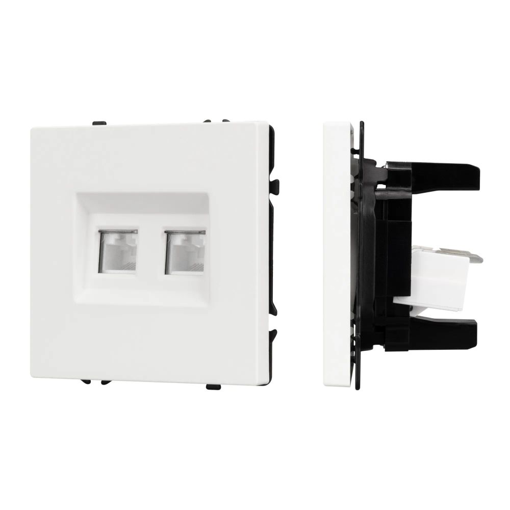 Механизм сдвоенной компьютерной розетки SCT-NOBE-MPC2-SFPL-WH (RJ-45, CAT6) (Arlight, Белый кварц) 054312