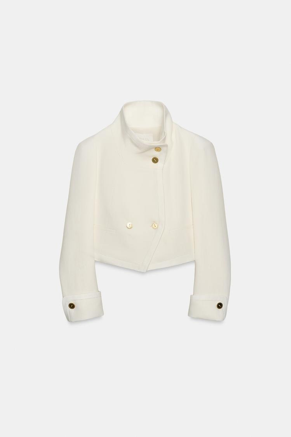 ZARA УКОРОЧЕННАЯ КОМБИНИРОВАННАЯ КУРТКА — ZW COLLECTION LIMITED EDITION, ЭКРЮ