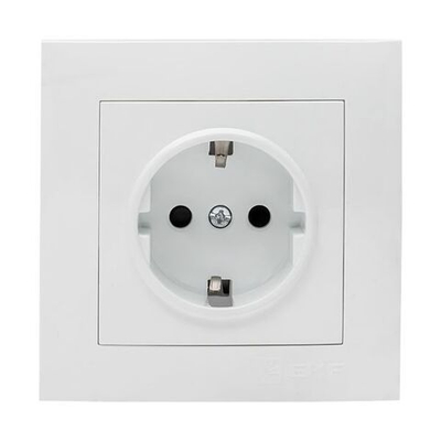 Валенсия розетка 1-местная с/з 16А белая с защ, штор, EKF PROxima