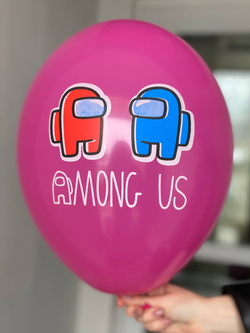 Воздушный шар с рисунком Амонг Ас видеоигра космонавт 35см ПАЛИТРА №4350