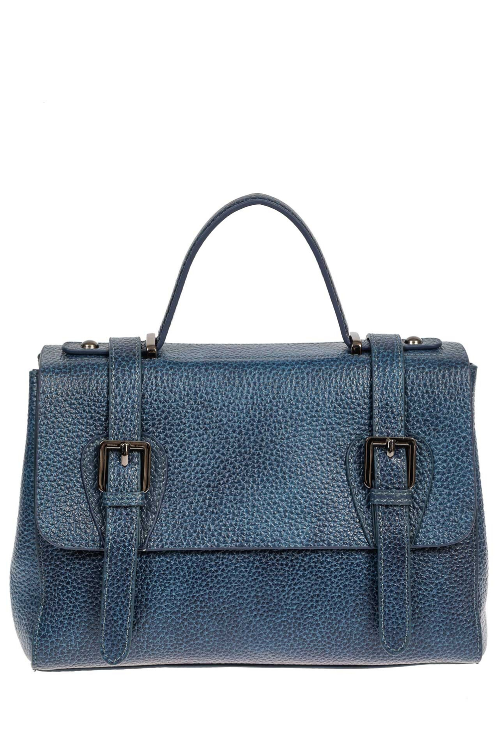 Женская сумка сэтчел из фактурной натуральной кожи, цвет синий