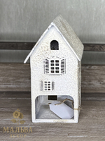 Декоративный подсвечник "Домик" малый античный крем 10x9,5xH18 см CAMPO Home & Garden