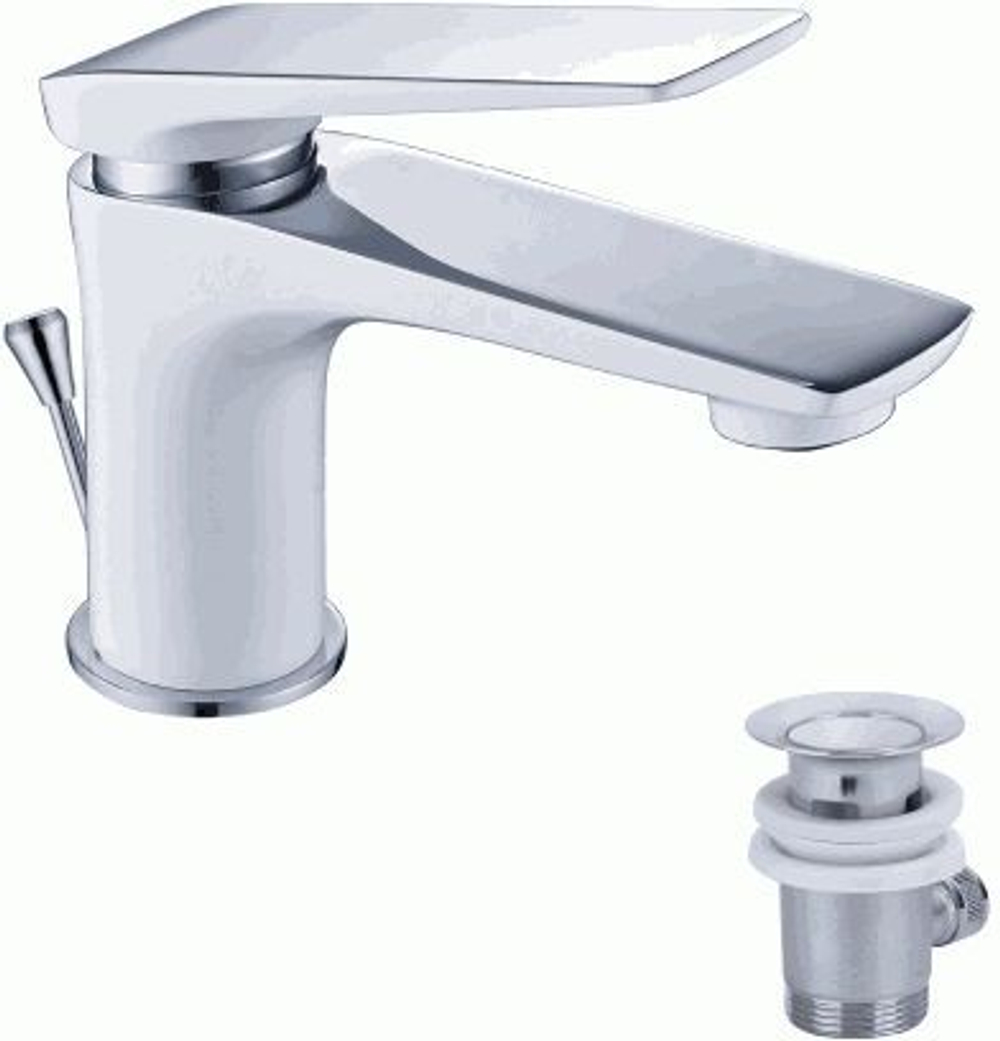 смеситель умывальник LEMARK Allegro монолитный, хром/белый LM5906CW