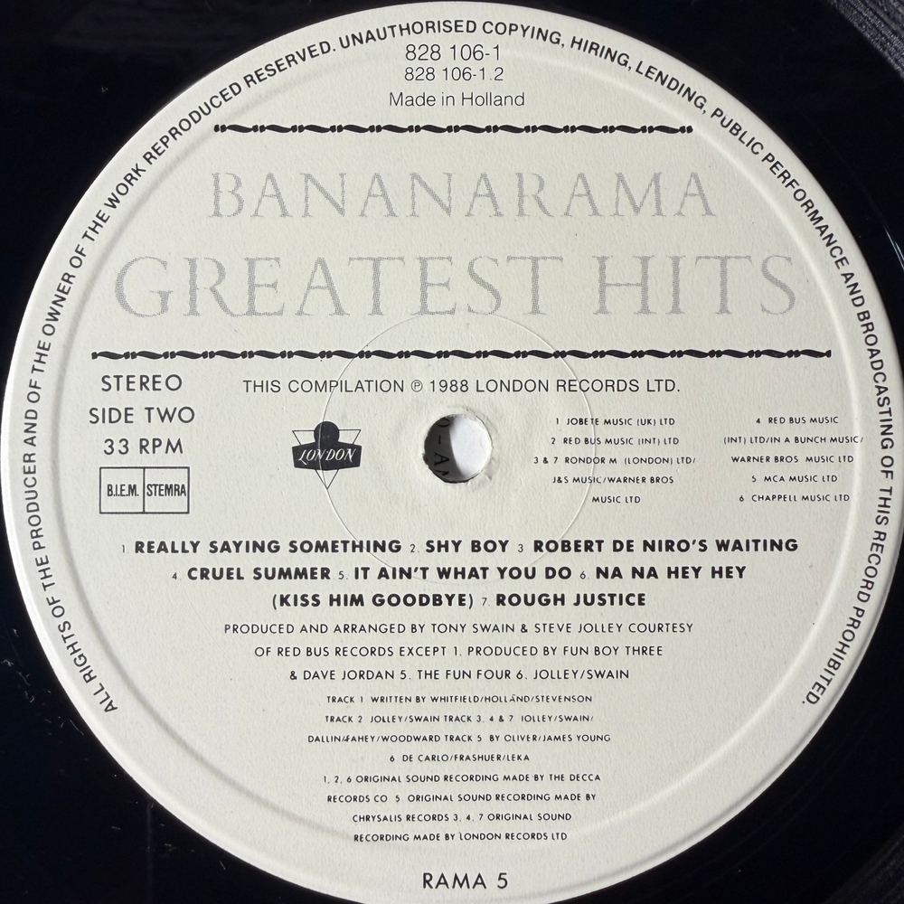 Bananarama - The Greatest Hits Collection (Голландия 1988г.)