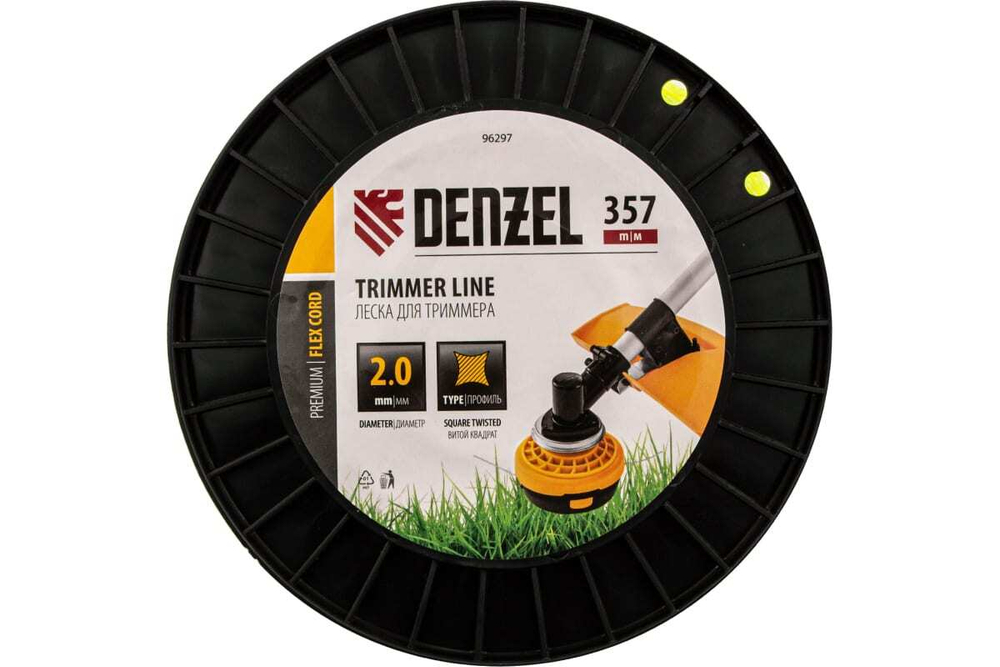 Леска FLEX CORD витой квадрат 2 мм, 357 м, на DIN катушке для триммера Denzel 96297