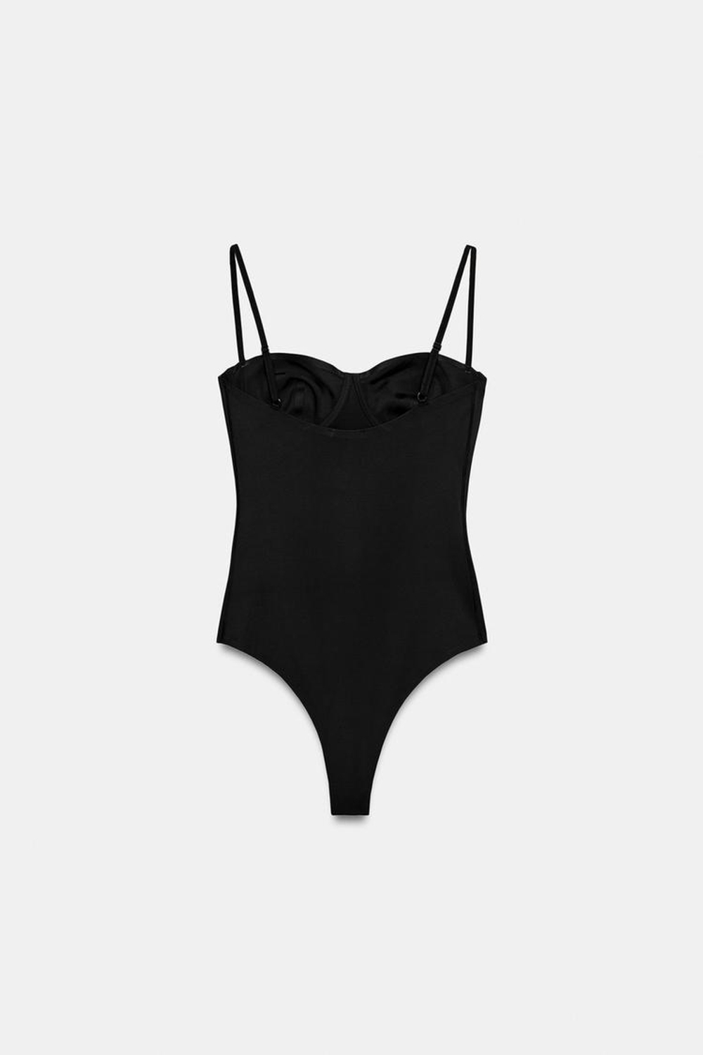 ZARA КРУЖЕВНОЕ БОДИ ИЗ ПОЛИАМИДА, ЧЕРНЫЙ