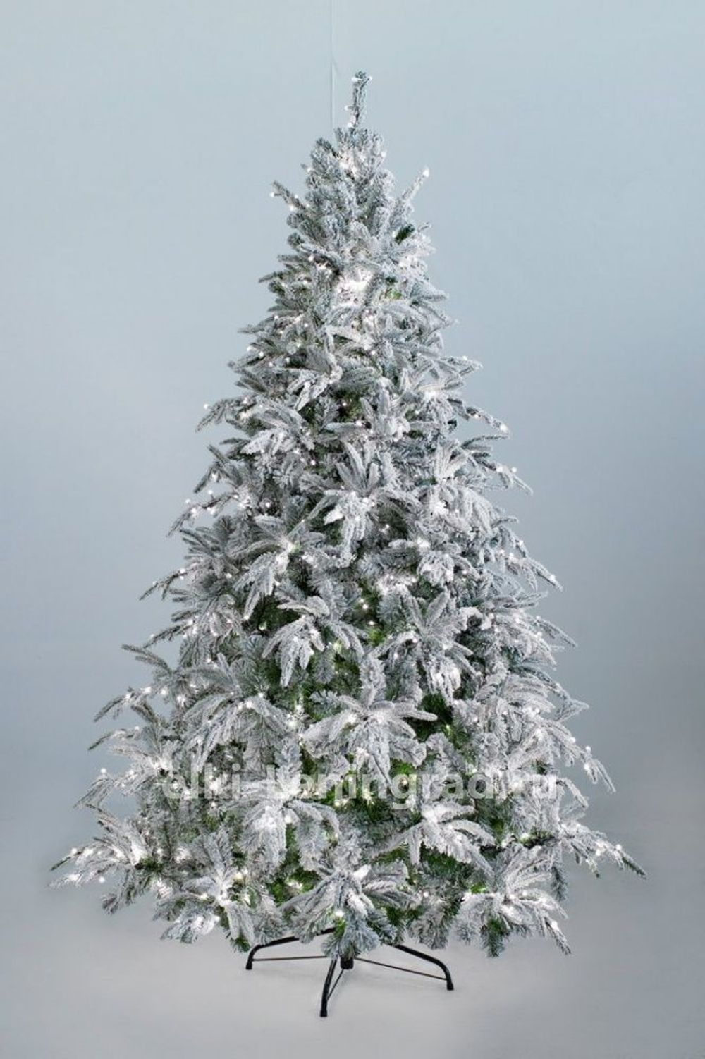 Заснеженная ель с гирляндой «Форесто» теплый свет (Литая+пвх) 210 см / 2,1 м