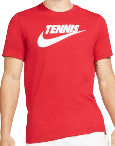 Футболка мужская теннисная Nike Court Tee Tennis GFX - gym red/white