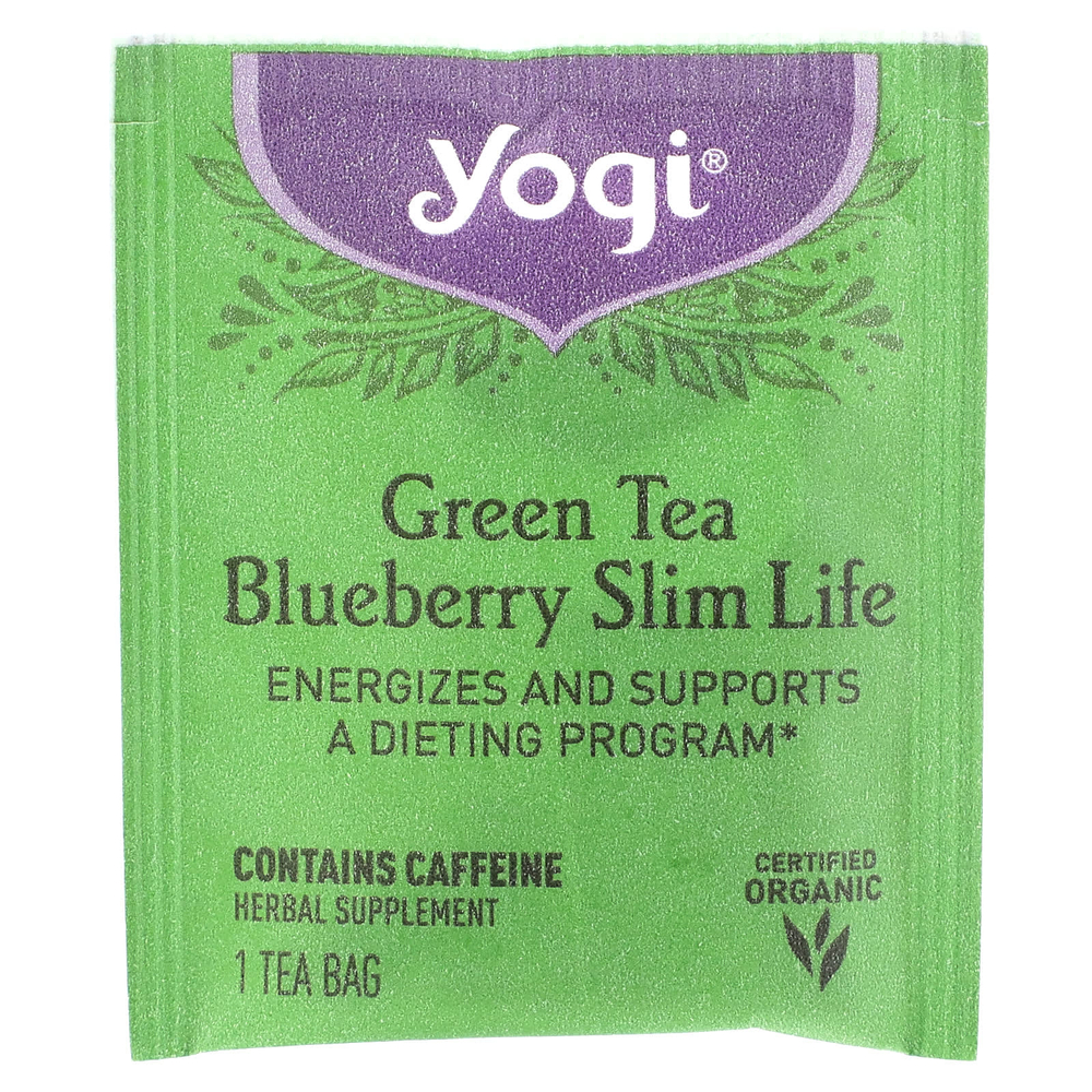 Yogi Tea, Slim Life, зеленый чай  с черникой, 16 чайных пакетиков, 32 г (1,12 унции)