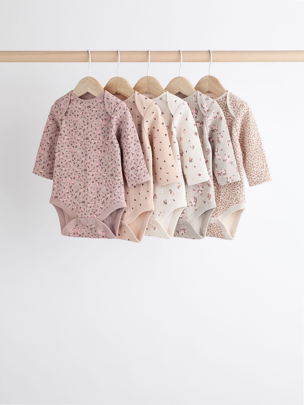 Боди с длинным рукавом для малышей Next K79-555, 5 шт., Молочный, Бежевый