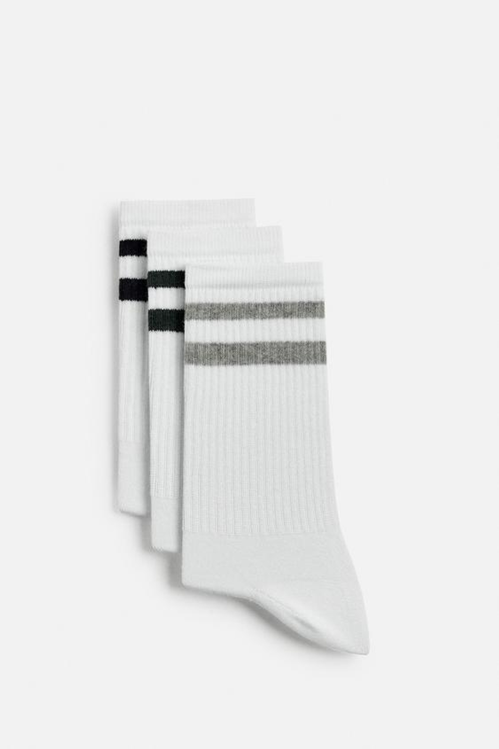 ZARA НАБОР ИЗ ТРЕХ ПАР НОСКОВ С ПОЛОСКАМИ, РАЗНОЦВЕТНЫЙ