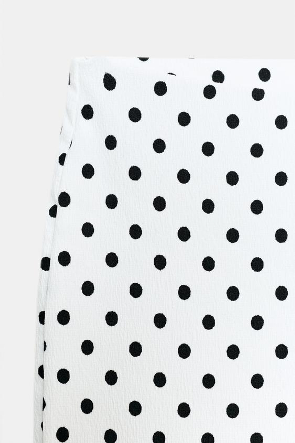 ZARA РАСКЛЕШЕННЫЕ БРЮКИ СТРЕТЧ В ГОРОШЕК, БЕЛЫЙ/ЧЕРНЫЙ