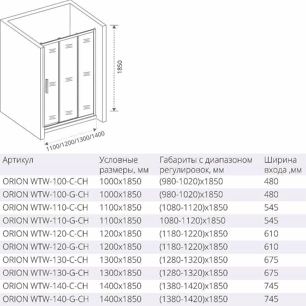 Душевая дверь Good door ORION WTW 100 стекло матовое