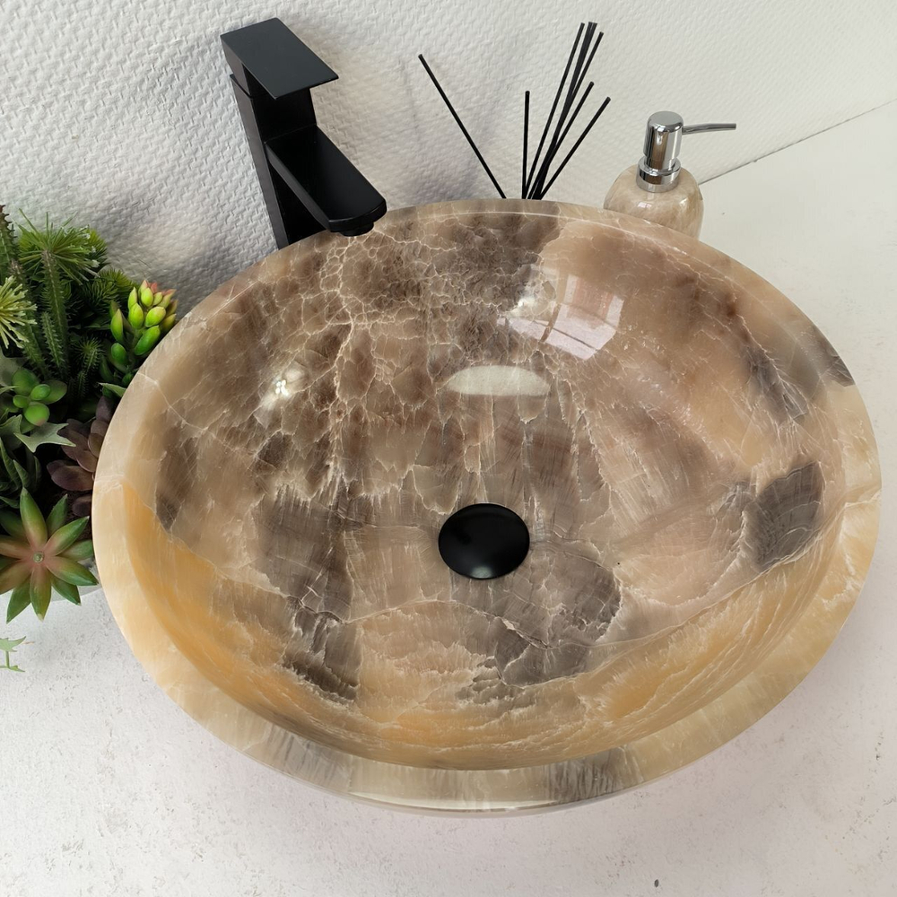 Каменная раковина из оникса Bowl Grey Medium TinLip BO-00964 (45*45*15)