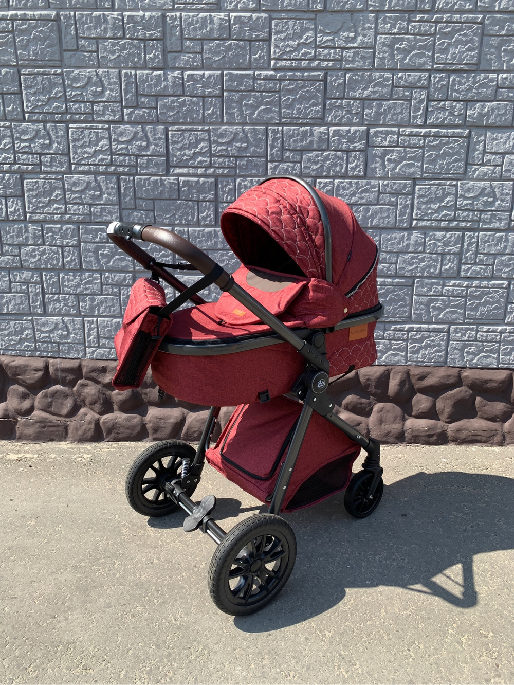Коляска-трансформер 2в1 V9 Бордовый текстиль