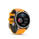 Garmin fenix 8 - 47 мм, AMOLED, Sapphire, Titanium, светло-серый, оранжевый силиконовый ремешок