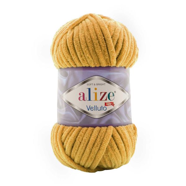 Пряжа Alize (Ализе) Velluto / уп.5 мот. по 100 г, 68м, 002 желтый A
