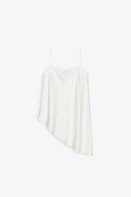 ZARA АТЛАСНЫЙ ТОП АСИММЕТРИЧНОГО КРОЯ — ZW COLLECTION, БЕЛЫЙ