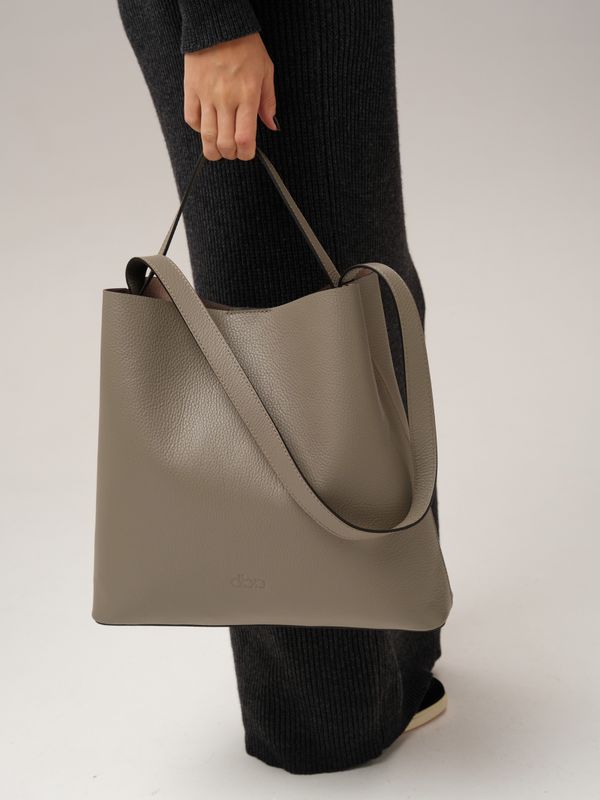 Кожаная сумка шоппер DBR 30948 серо-коричневый