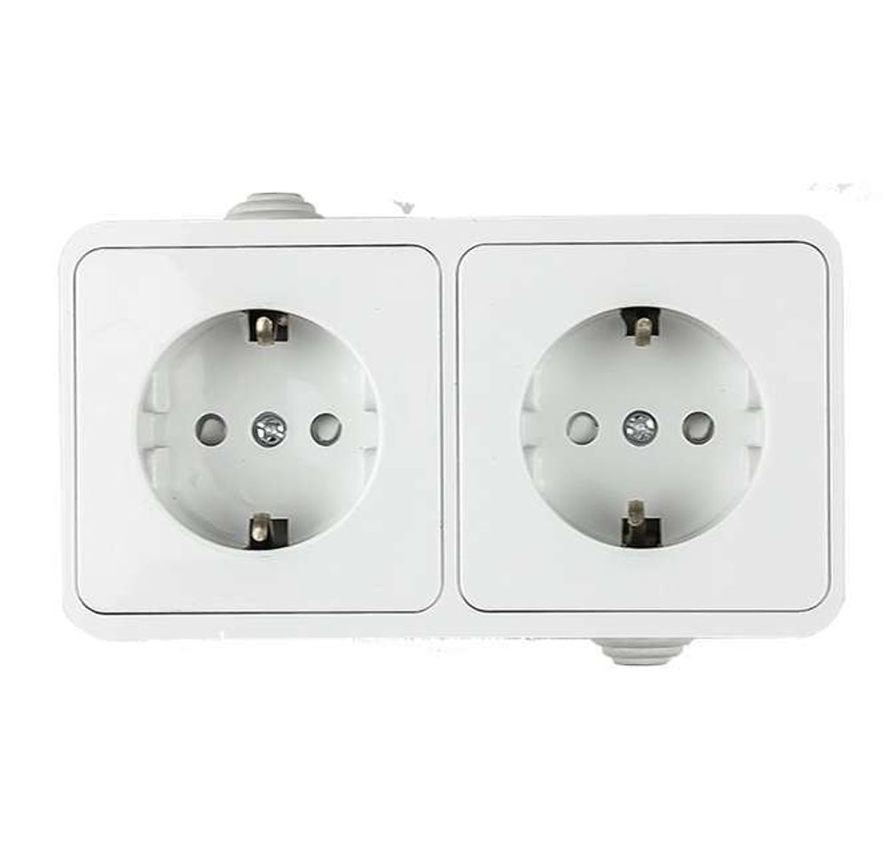 Розетка 2-м AQUA 3123 защ. шторки с заземл. п/герм бел. ASD / IN HOME 4690612003467