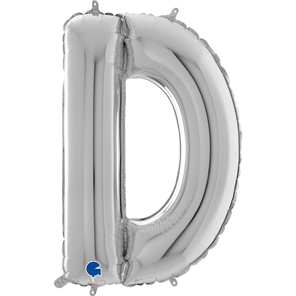 Фольгированная фигура, Буква D 66 см Silver