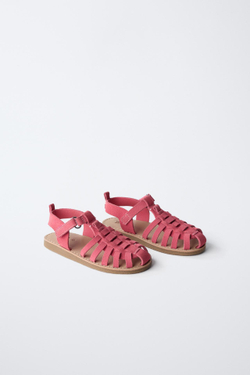 ZARA КОЖАНЫЕ САНДАЛИИ, РОЗОВЫЙ