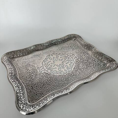 Поднос "Традиционный" с узором 30*20см/ACAR. Турция (серебристый)