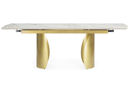 Керамический стол Woodville Готланд 160(220)x90 бежевый (fnz9206037), золото